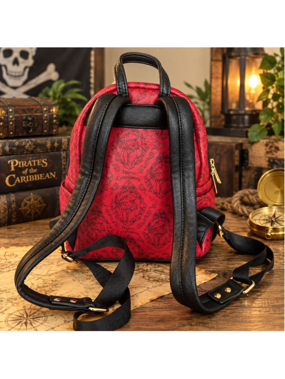 Disney Parks Loungefly Pirates of the Caribbean Red Mini Backpack Bag